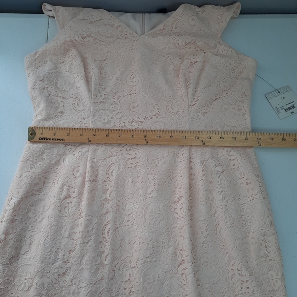 Liz Claiborne Blush Pink Lace Sheath Midi Dress size 14 - Picture 9 of 10